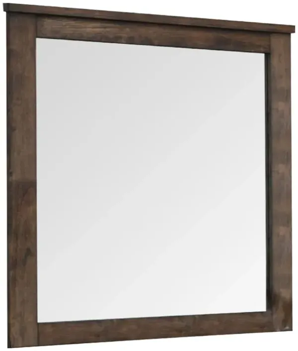 41 Inch Wood Portrait Mirror, Beveled Trim Top, Wood Grain, Oak Brown - Benzara