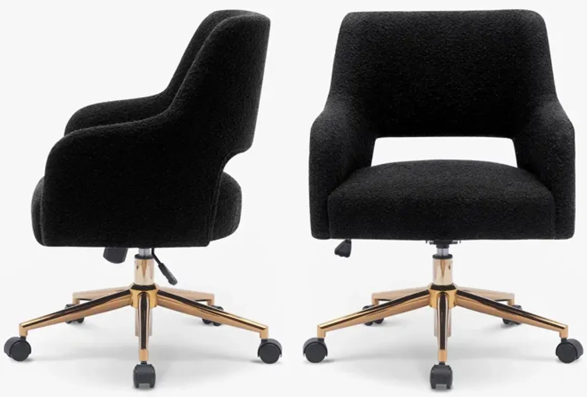 WestinTrends Mid-Century Modern Swivel Office Vanity Chair with Wheels