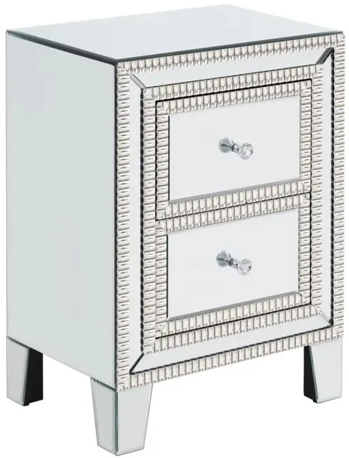 Better Home Products Mirrored Nightstand with 2 Drawers