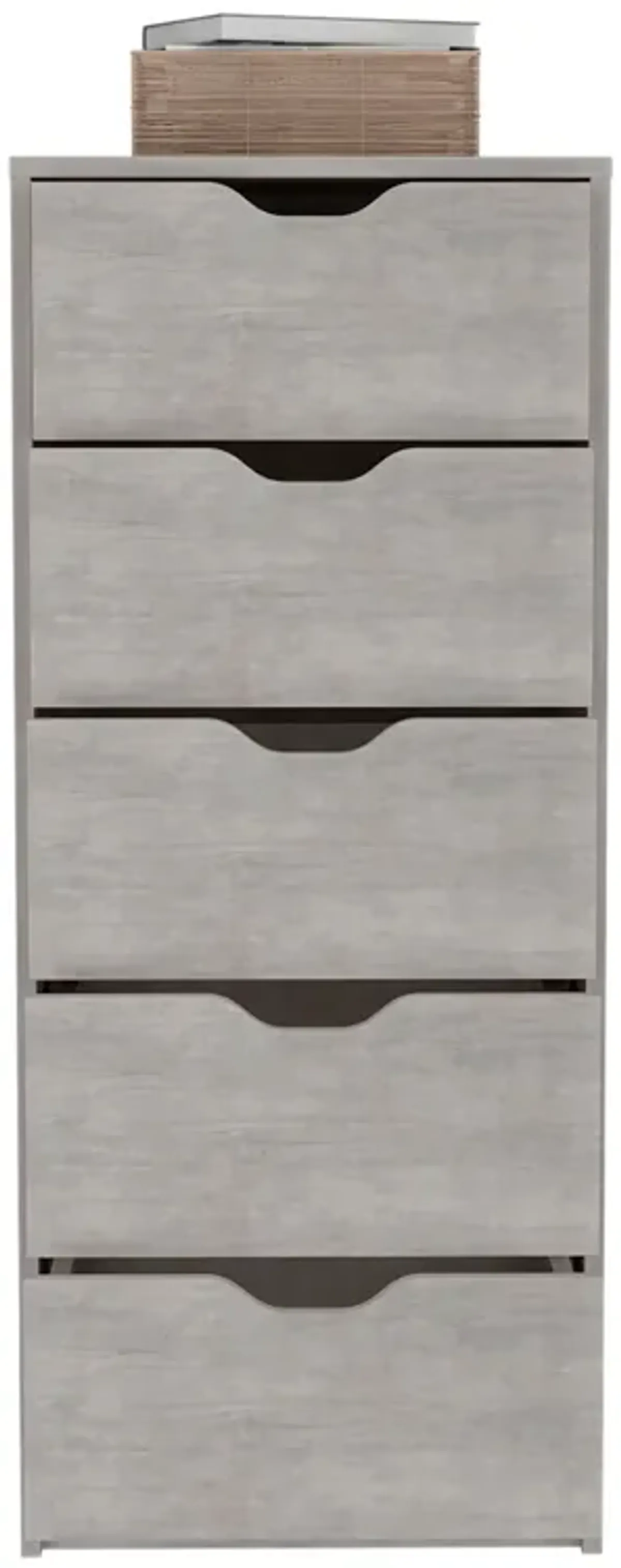 Basilea 5 Drawers Tall Dresser, Pull Out System -Concrete Gray