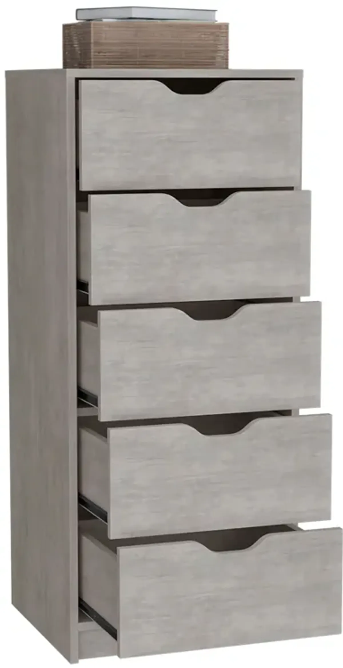 Basilea 5 Drawers Tall Dresser, Pull Out System -Concrete Gray