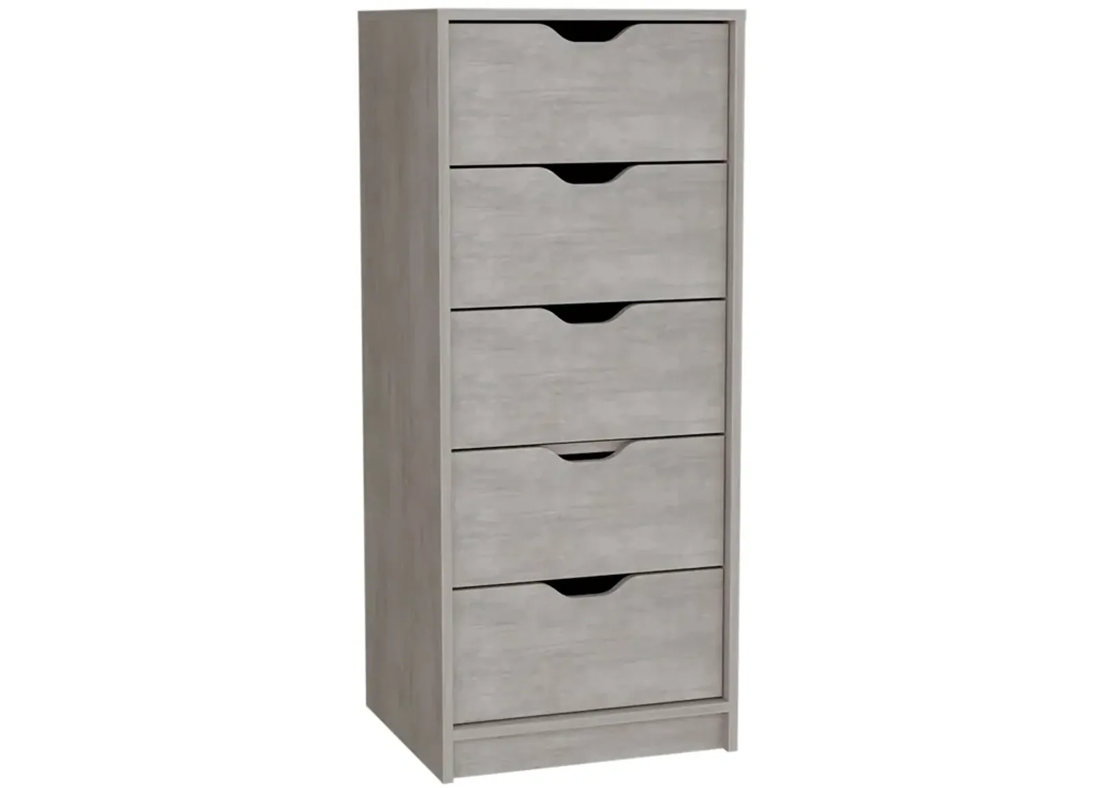 Basilea 5 Drawers Tall Dresser, Pull Out System -Concrete Gray