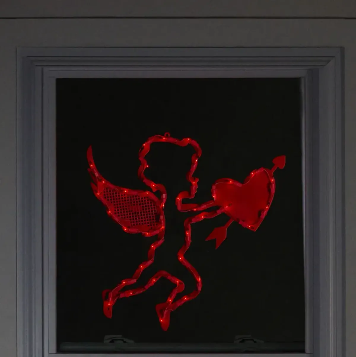 17" Lighted Red Cupid with Heart Valentine's Day Window Silhouette Decoration