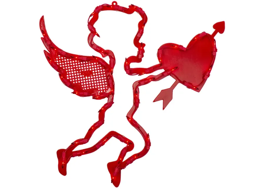 17" Lighted Red Cupid with Heart Valentine's Day Window Silhouette Decoration