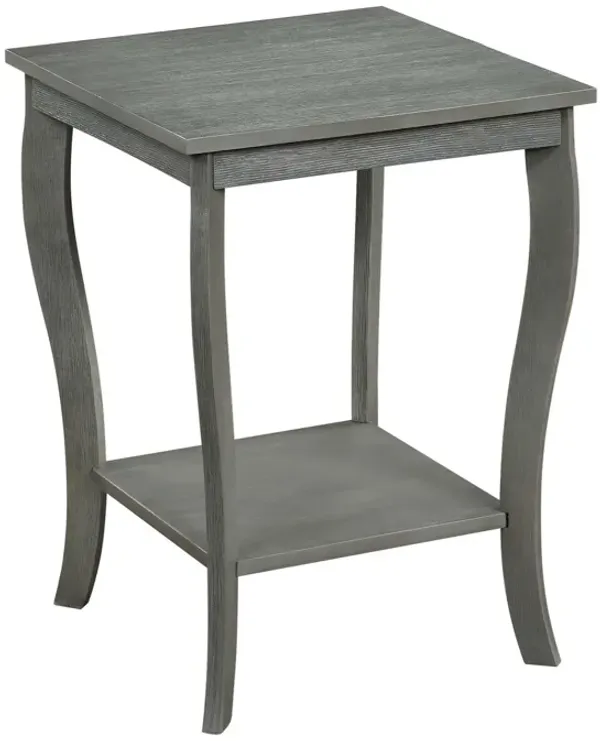 Convenience Concepts American Heritage Square End Table with Shelf, Wirebrush Dark Gray