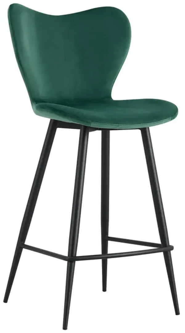 Hivvago Dark Velvet Upholstered Chair Barstool Dining Counter Height Chair Set of 2