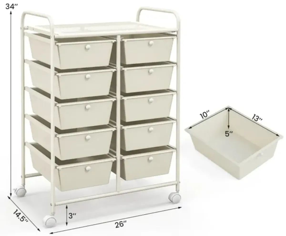 Hivvago 10-Drawer Rolling Storage Cart