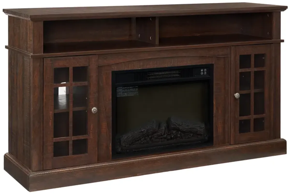 Streamdale Modern TV Stand with Fireplace Insert, Espresso, 58.25" W