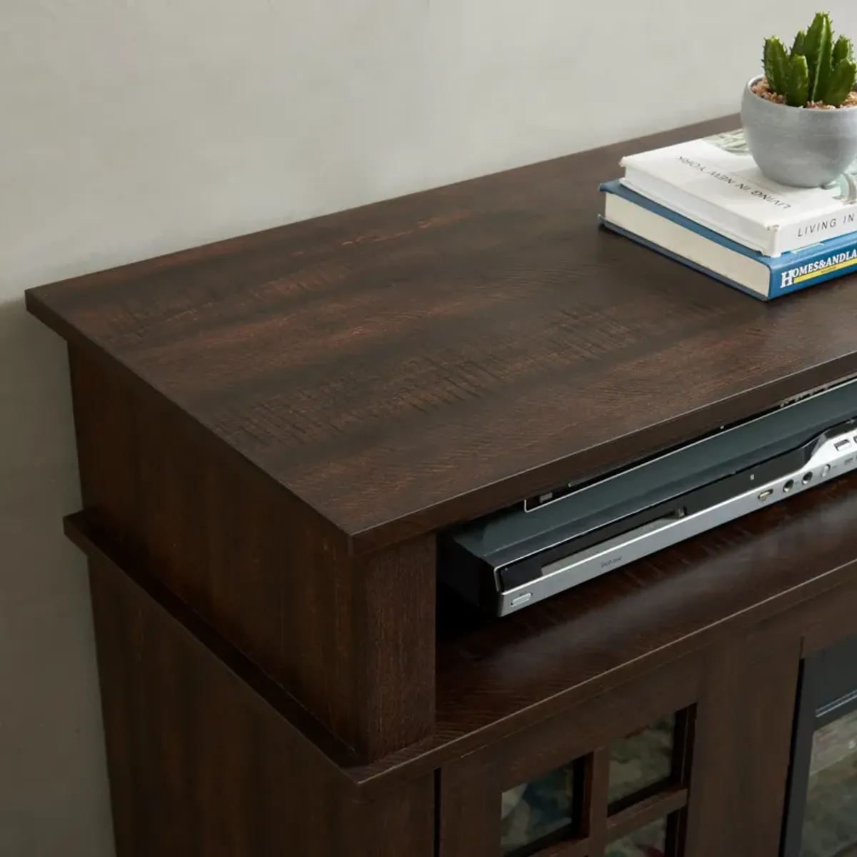 Streamdale Modern TV Stand with Fireplace Insert, Espresso, 58.25" W