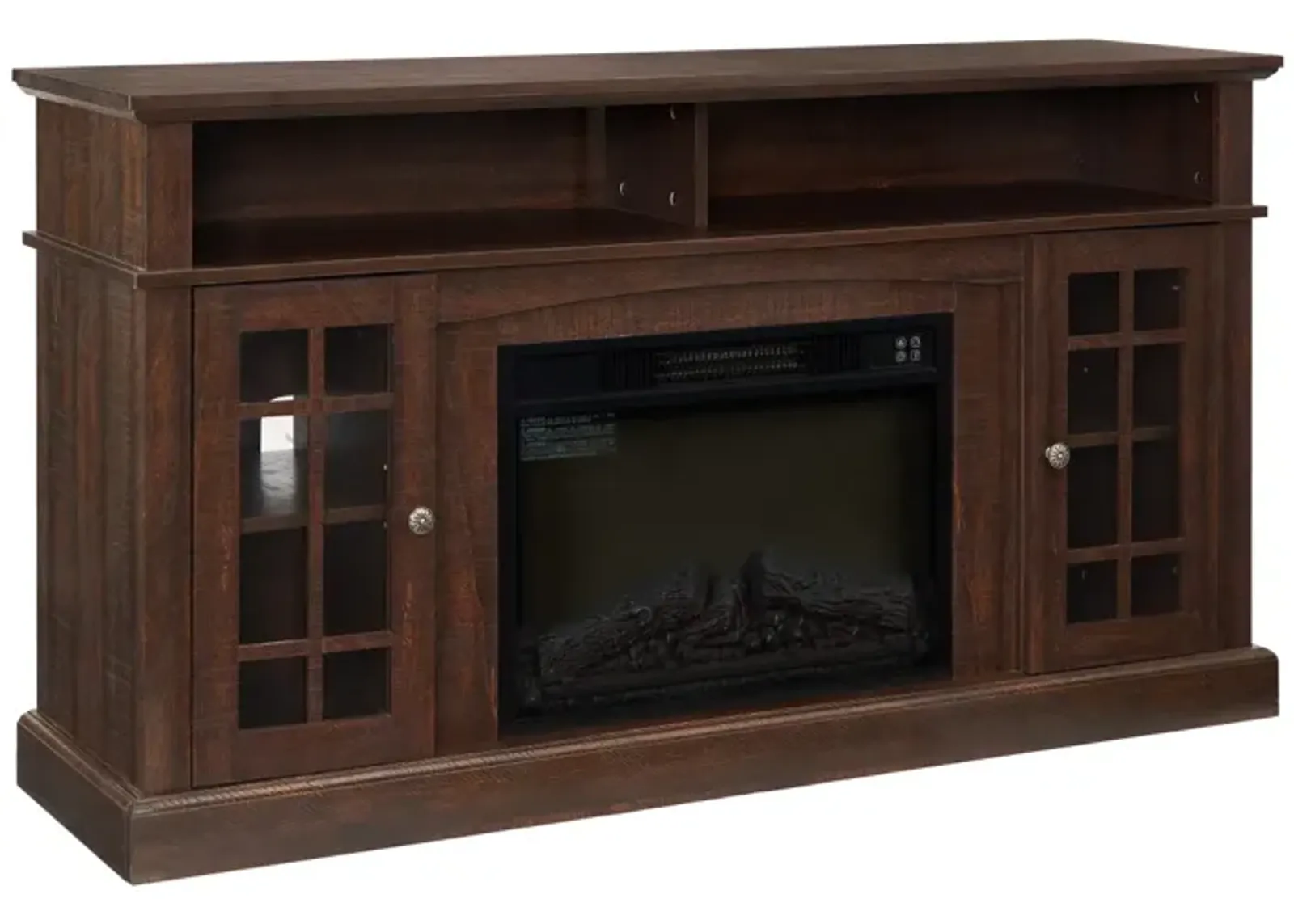 Modern TV Stand with Fireplace Insert, Espresso, 58.25" W