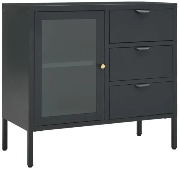 vidaXL Sideboard Anthracite 29.5"x13.8"x27.6" Steel and Tempered Glass