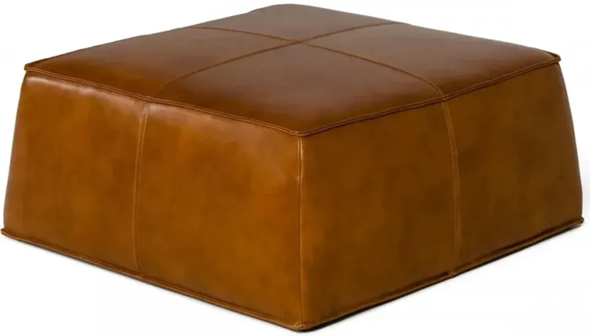 Modern Square Camel Leather Ottoman