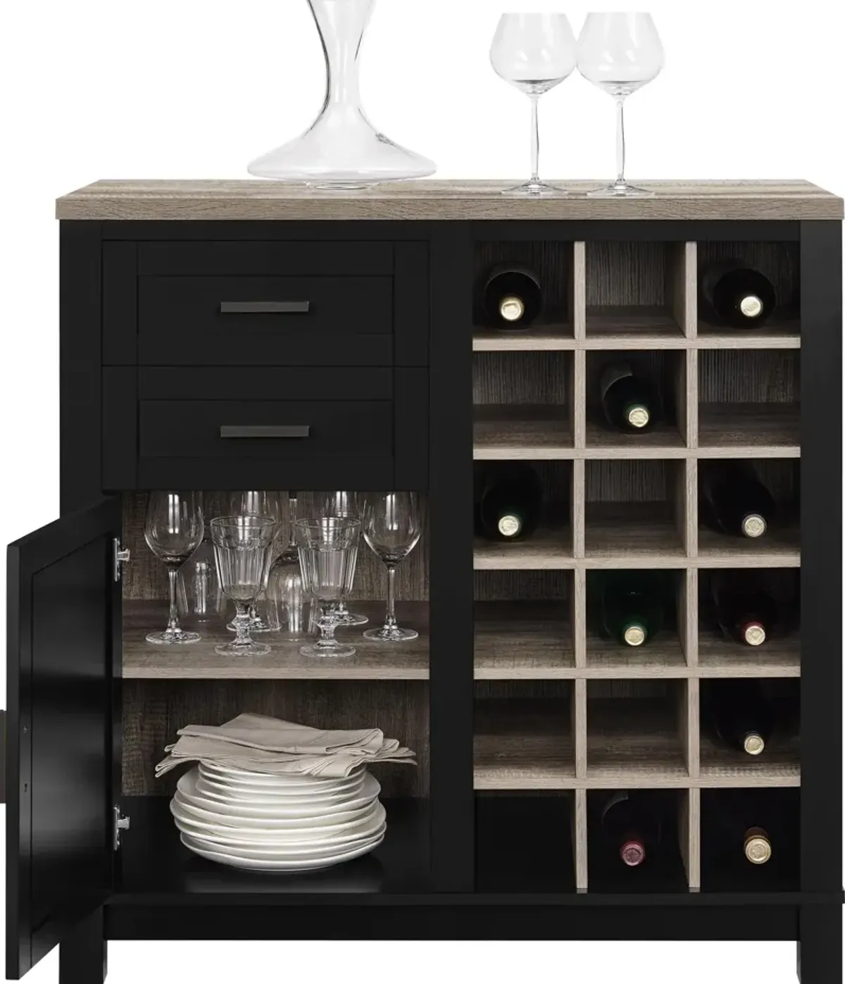 Ameriwood Home Carver Bar Cabinet, Black