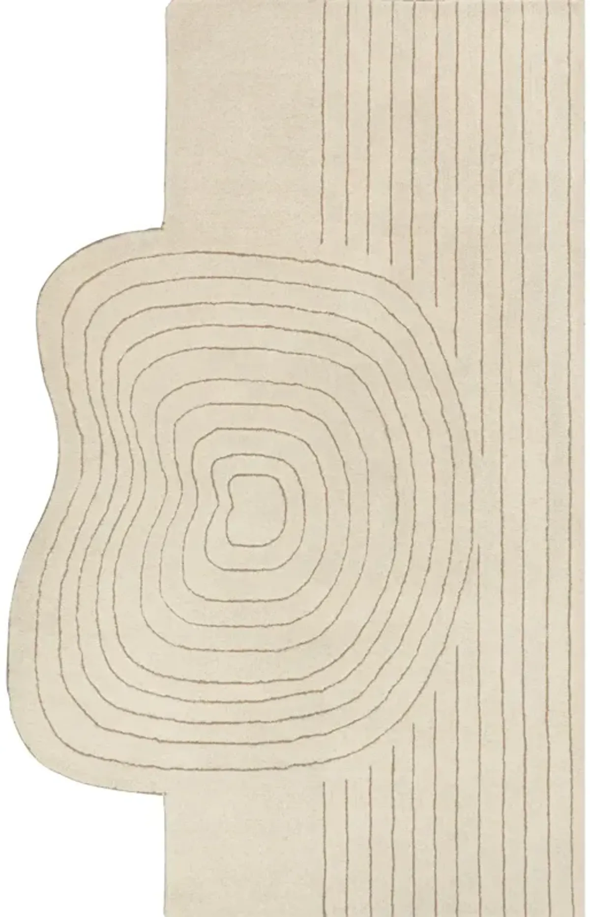 Retro Bohemian Abstract Striped Handwoven Wool Ivory/Beige Area Rug