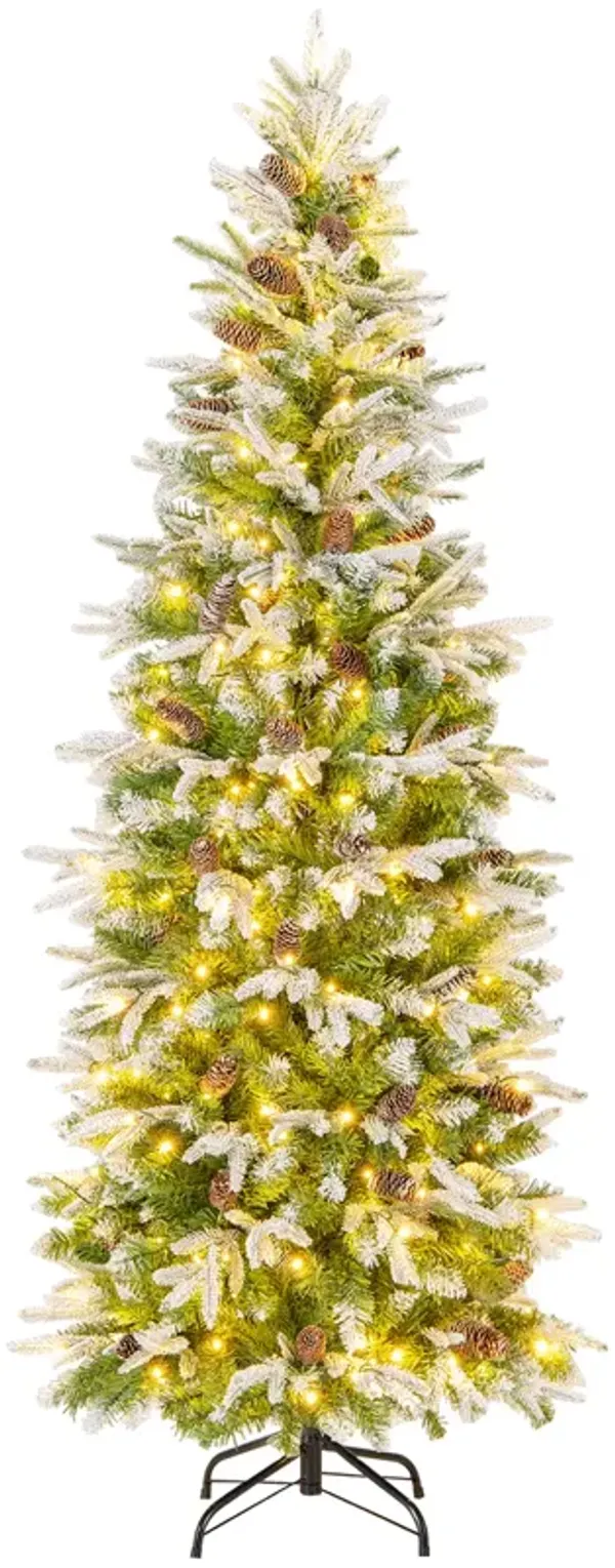 Pre-Lit Artificial Christmas Tree Snow Flocked Hinged