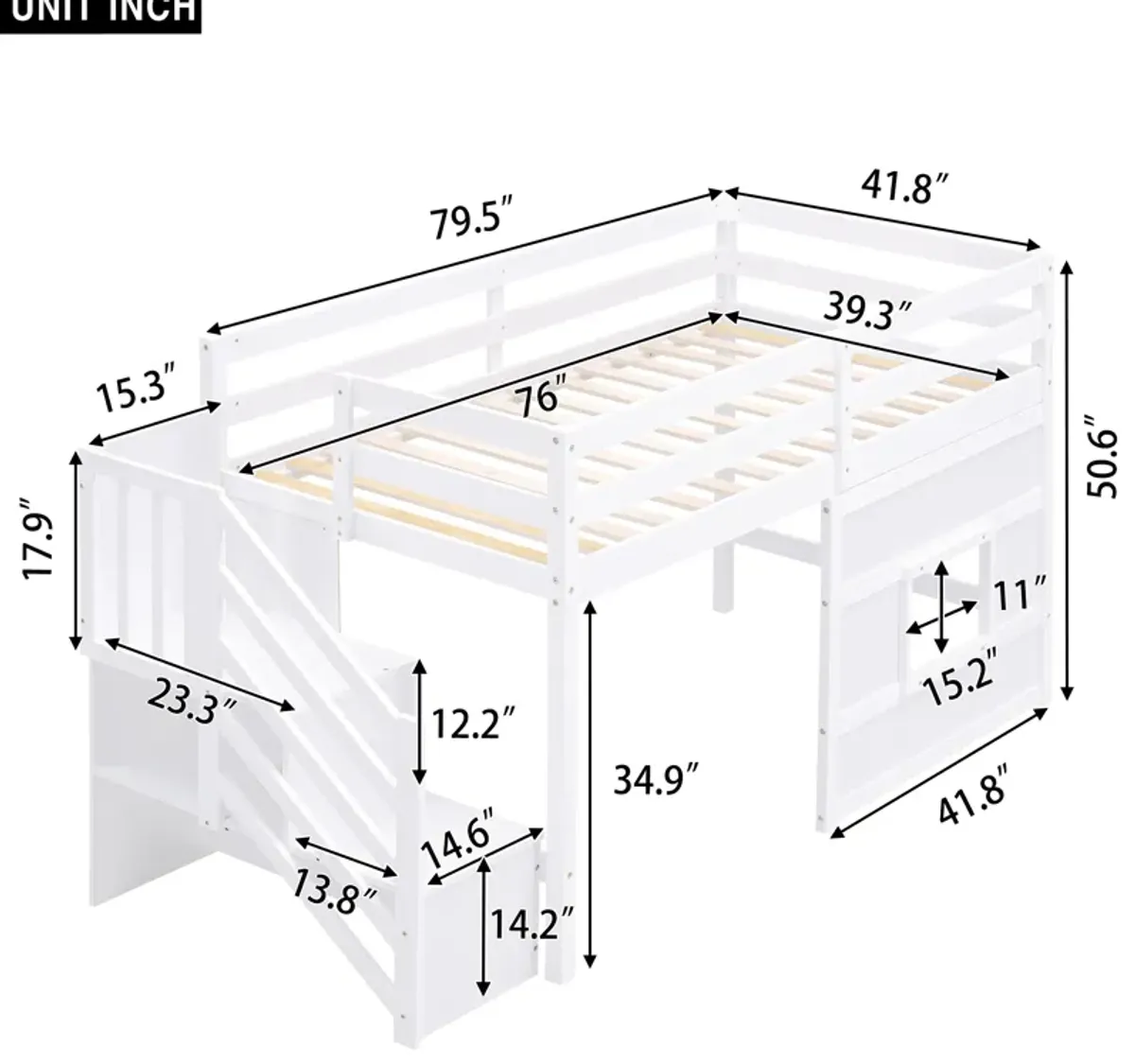 Merax Loft Bed with Storage Staircase