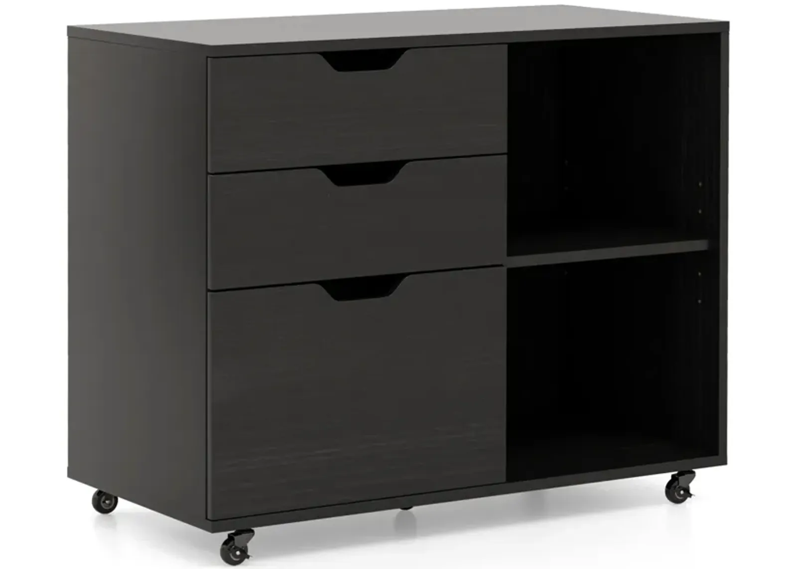 3-Drawer File Cabinet with Adjustable Shelf and Wheels for Letter