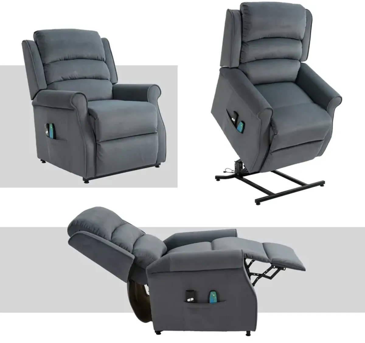 MONDAWE Chenille Fabric Power Lift Recliner Chair for Elderly with 8-Point Massage and Remote Control