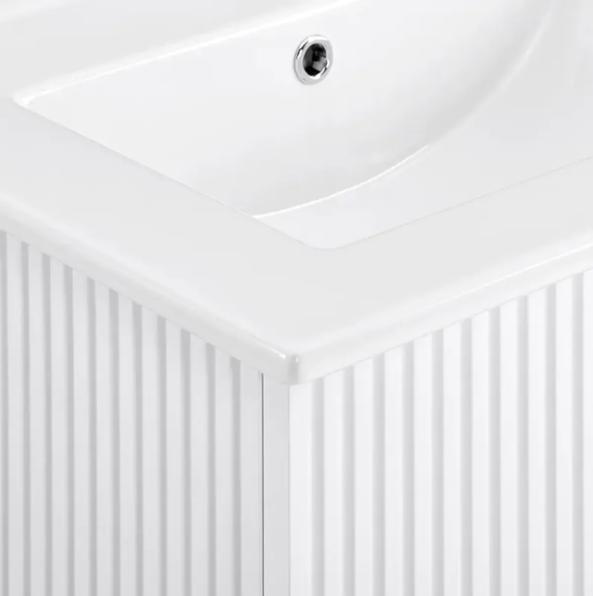 17.72 in. W x 23.62 in. D x 18.7 in. H Single Sink Bath Vanity with Recessed Handles with White Ceramic Top