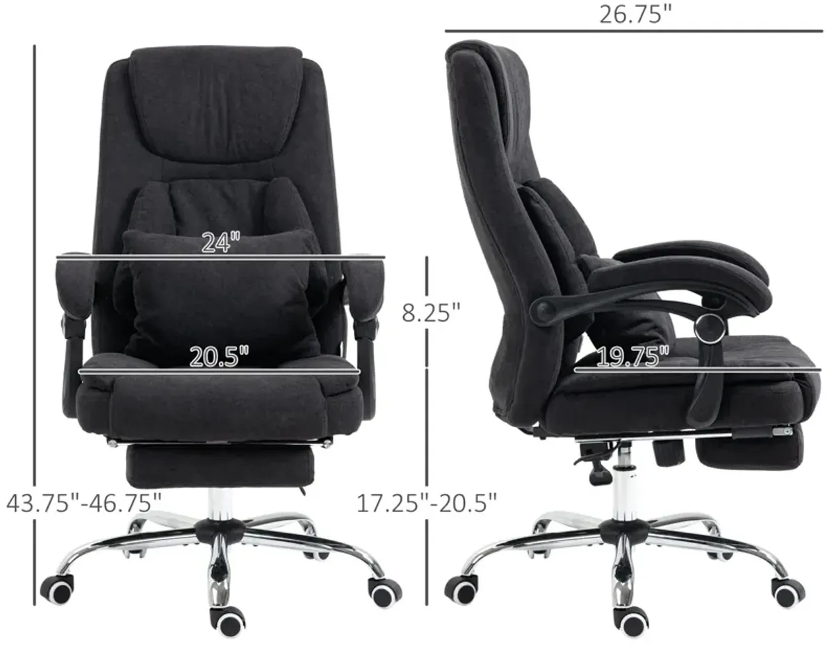 Black Office Comfort: 3D Kneading Massage Reclining Chair with Footrest