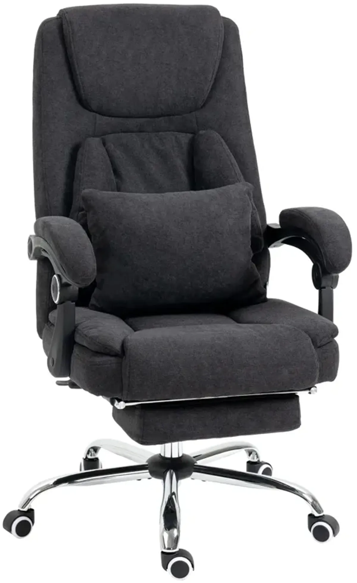 Black Office Comfort: 3D Kneading Massage Reclining Chair with Footrest