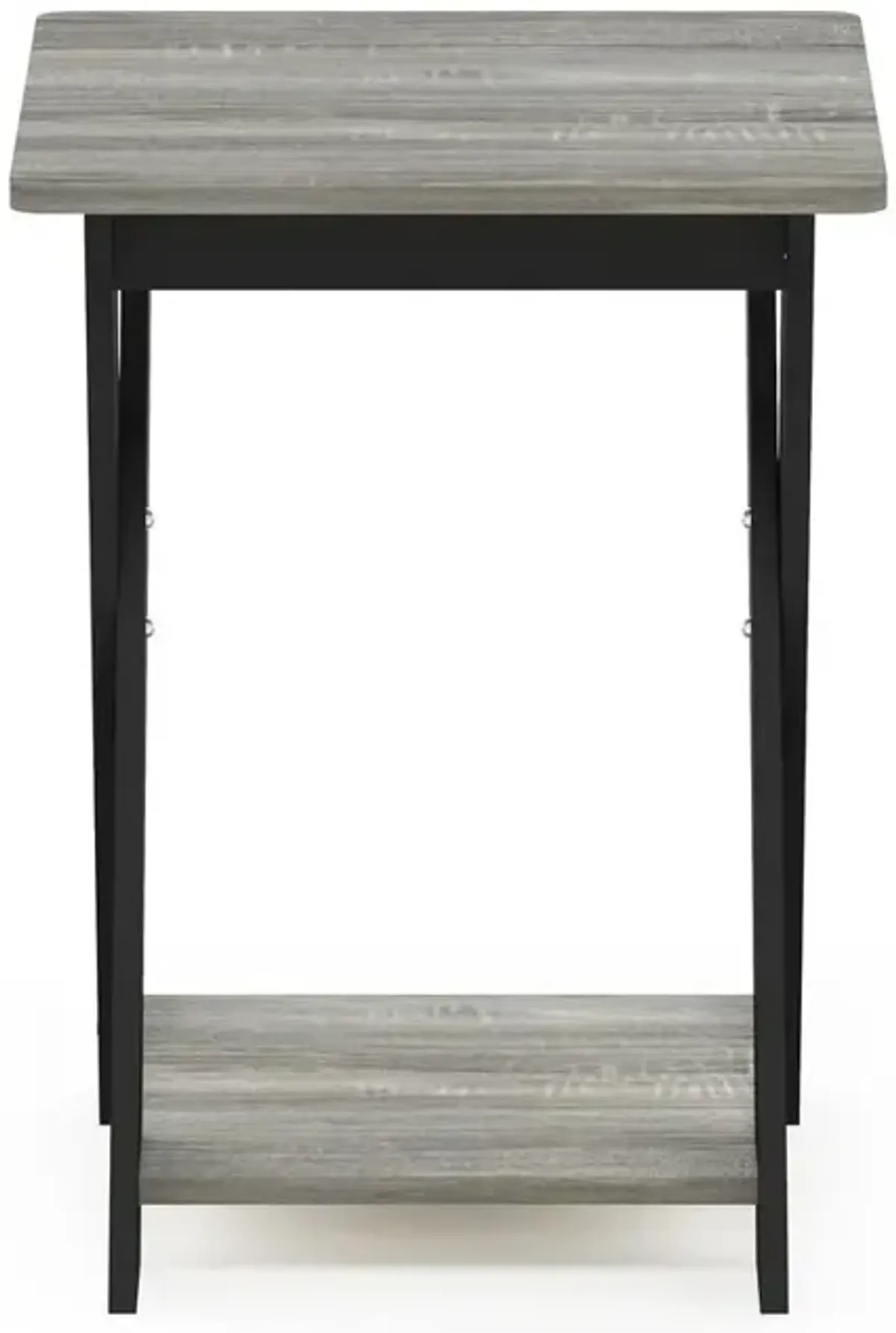 Furinno Modern Simplistic Criss-Crossed End Table, French Oak Grey/Black