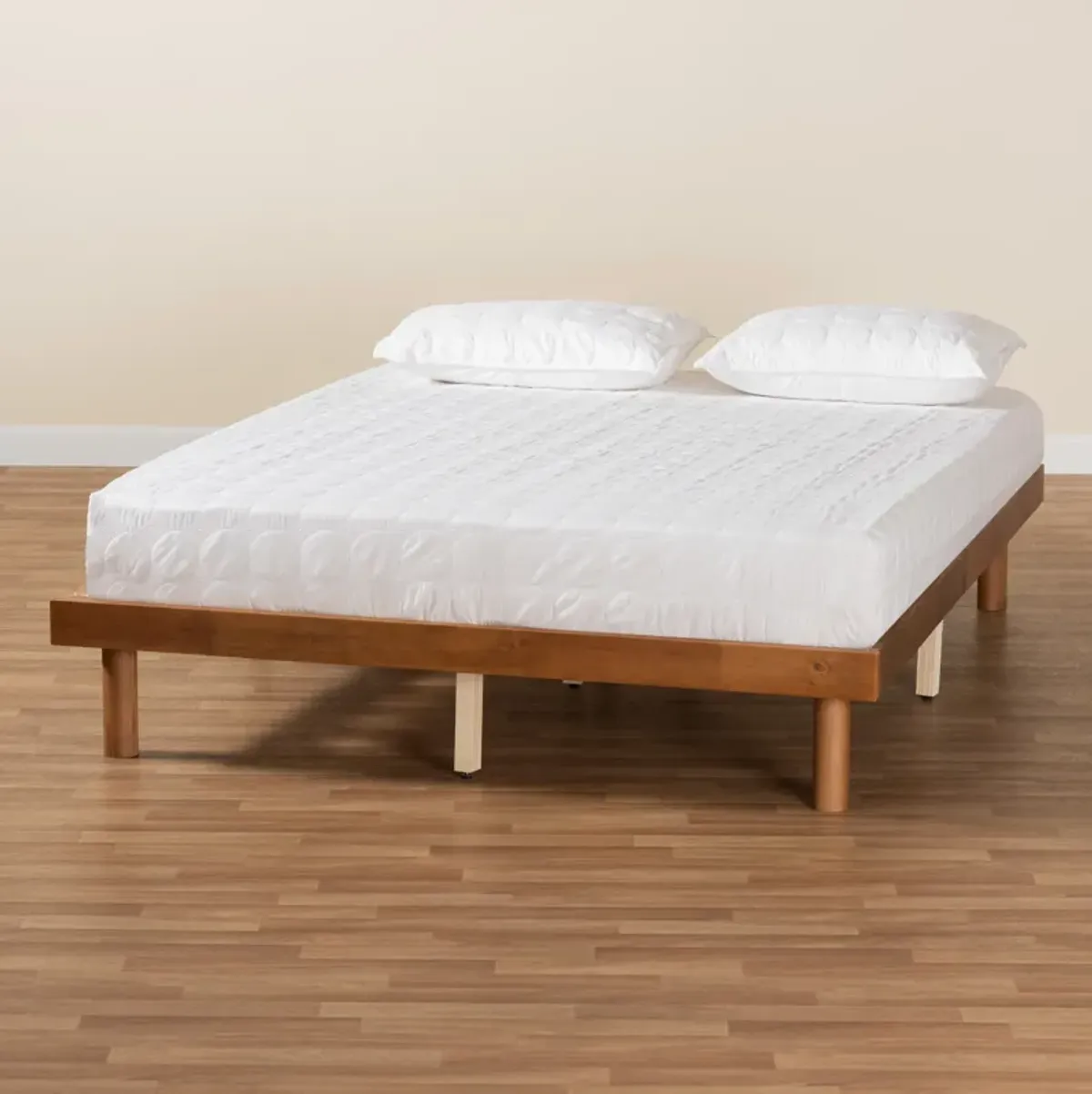 Baxton Studio Winston Modern Walnut Brown Finished Wood Queen Size Platform Bed frame