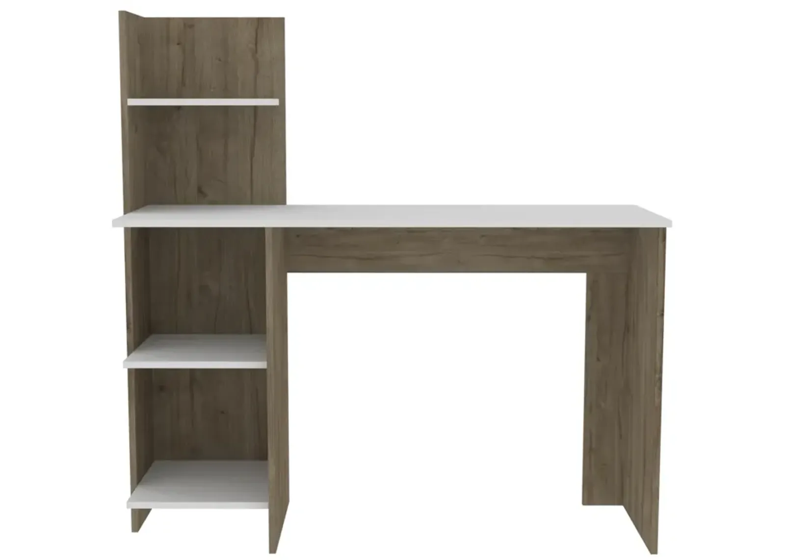 Vilna 120 Writing Desk, Four Shelves - Light Oak White