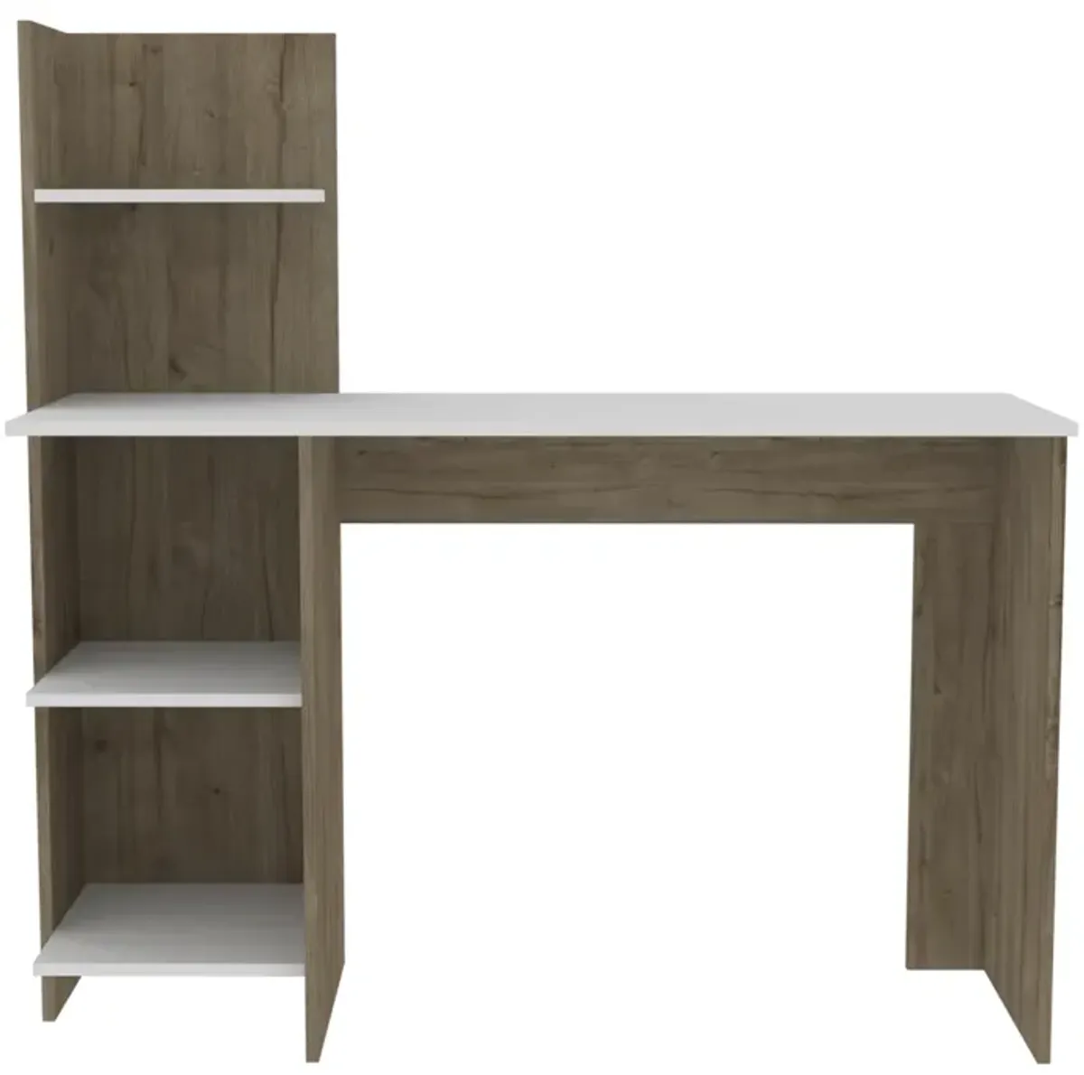 Vilna 120 Writing Desk, Four Shelves - Light Oak White