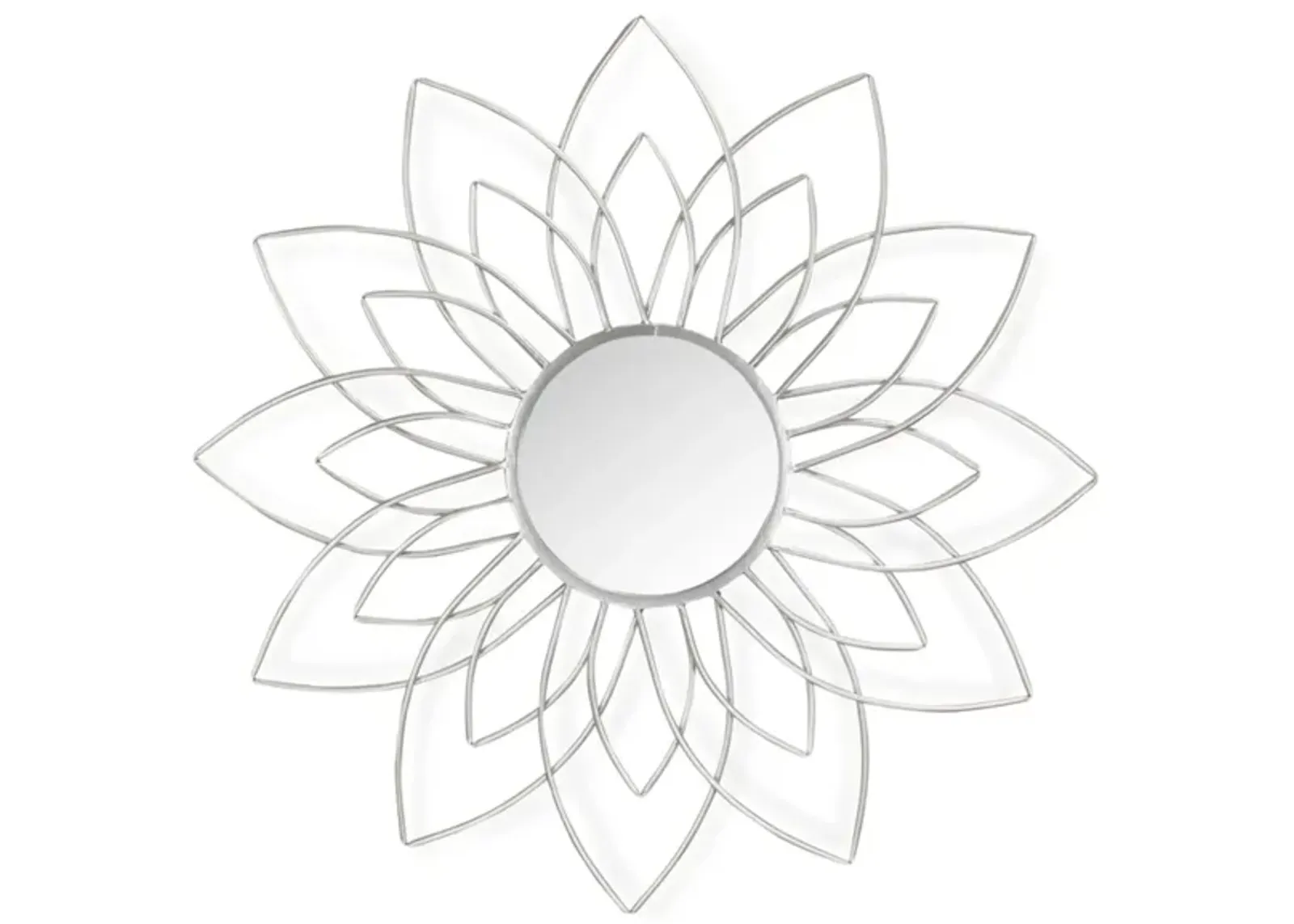 35.75" Silver Metal Flower Framed Wall Mirror