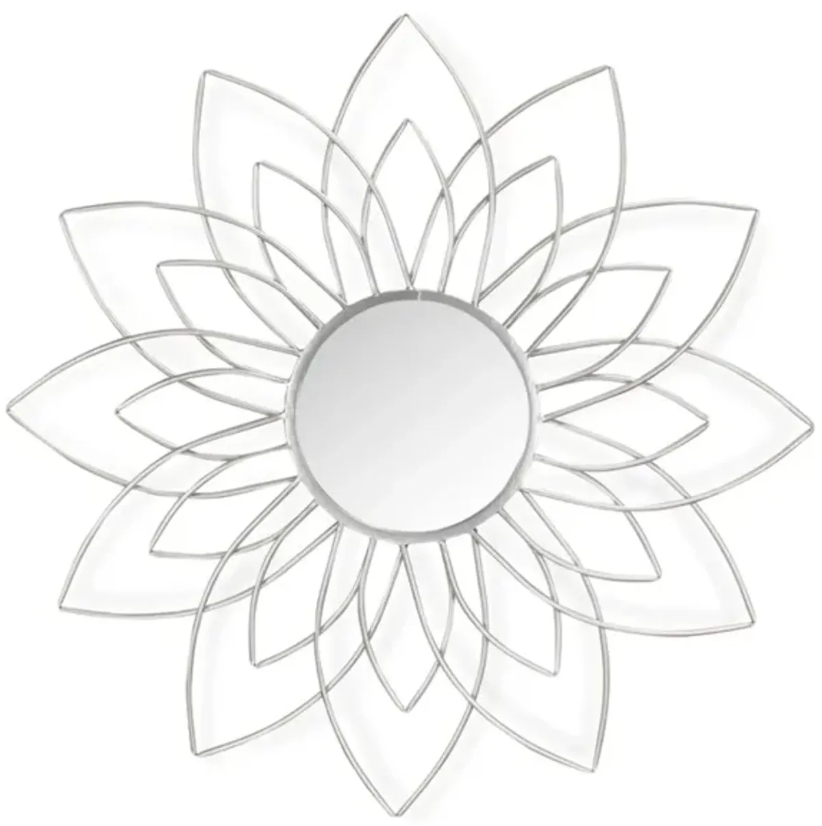 35.75" Silver Metal Flower Framed Wall Mirror