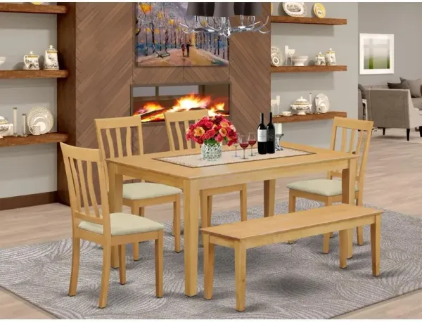 6 Pc Table and chair set - Kitchen Table and 4 Kitchen Chairs plus Wooden bench