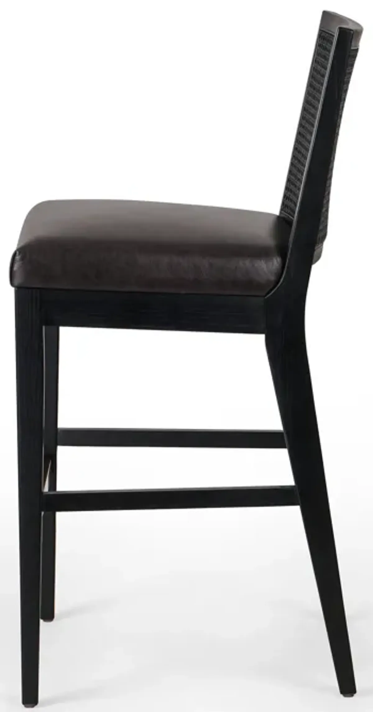 Antonia Cane Armless Leather Bar Stool in Ebony