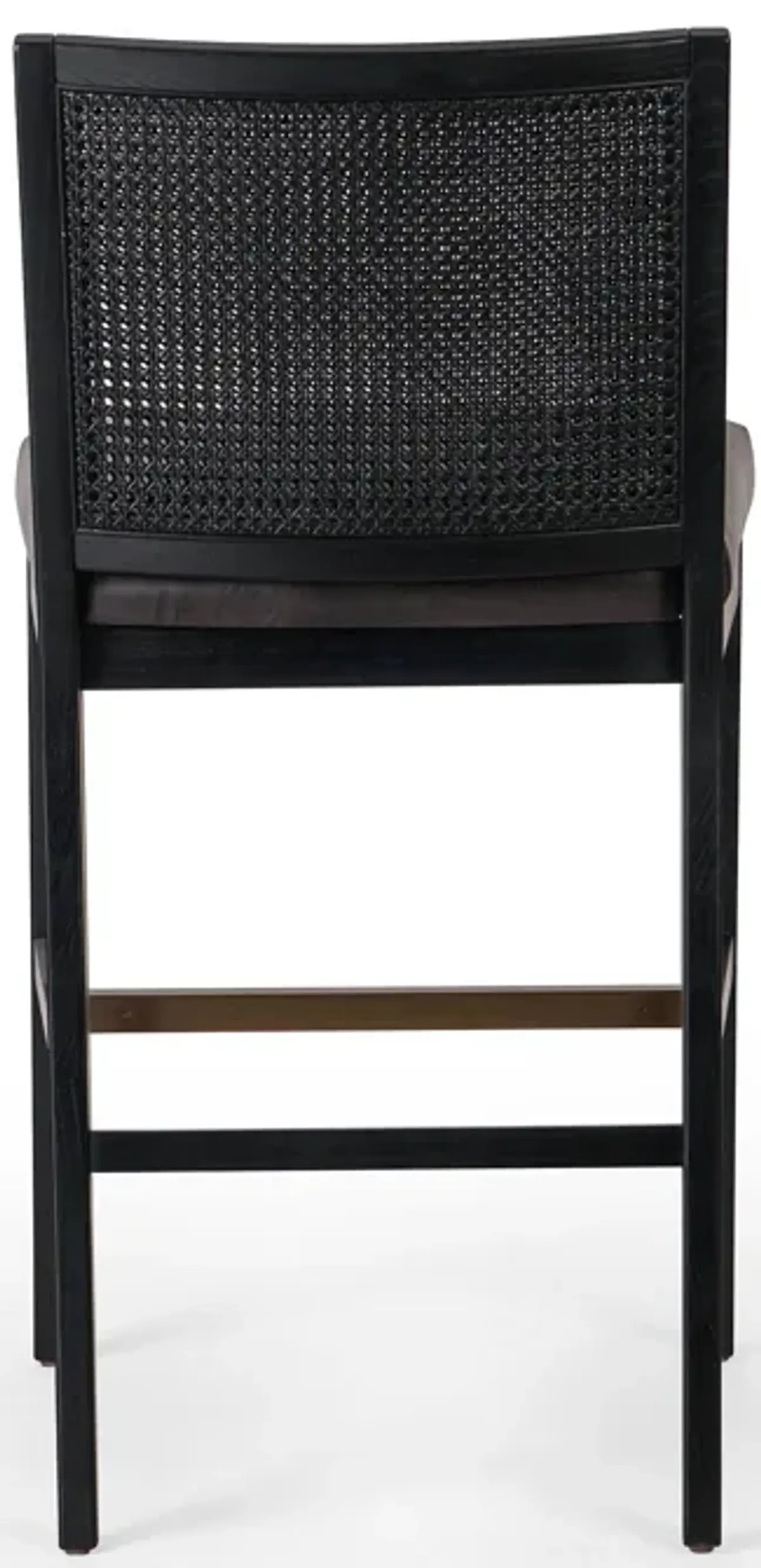 Antonia Cane Armless Leather Bar Stool in Ebony