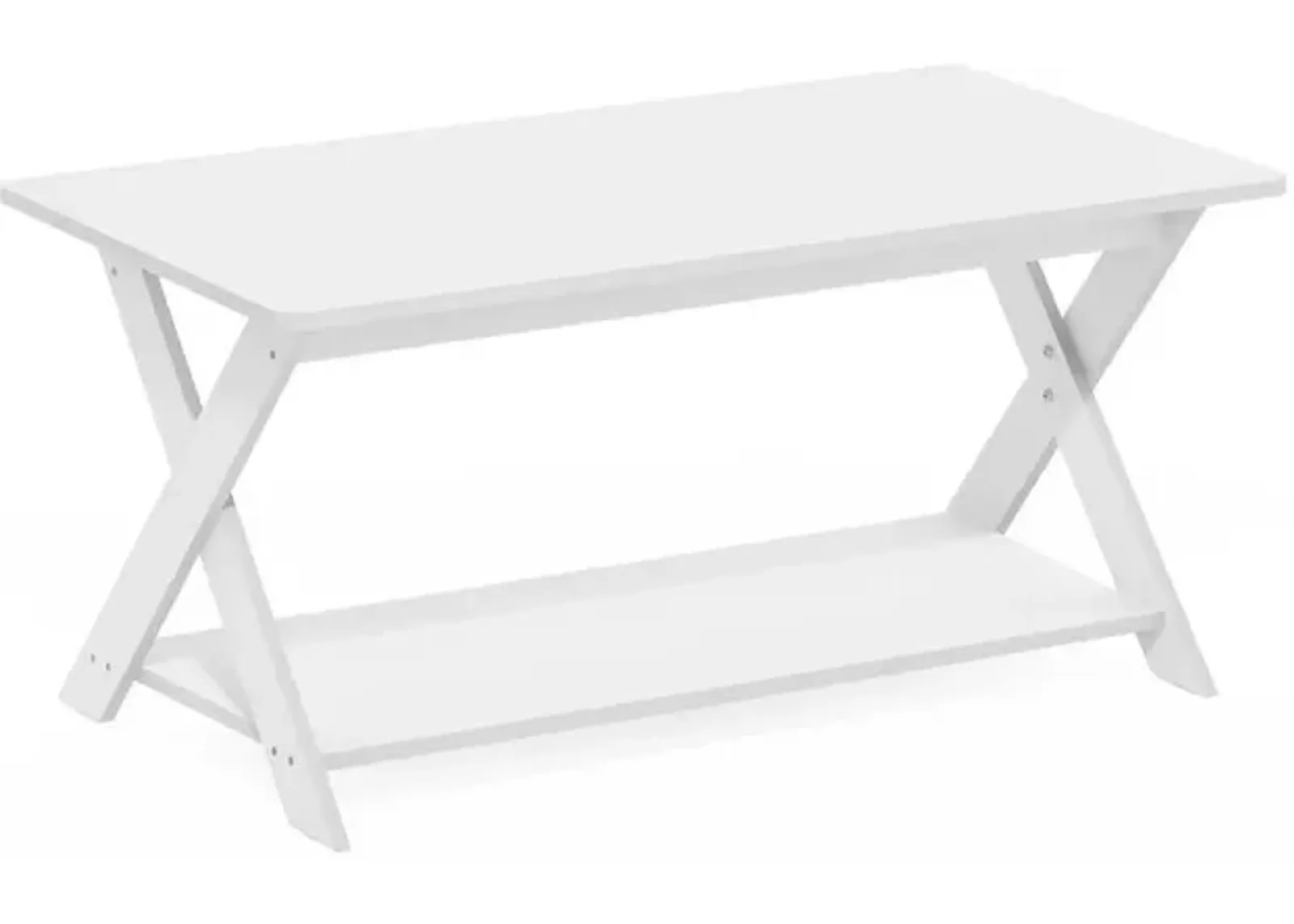 Modern Simplistic Criss-Crossed Coffee Table, White