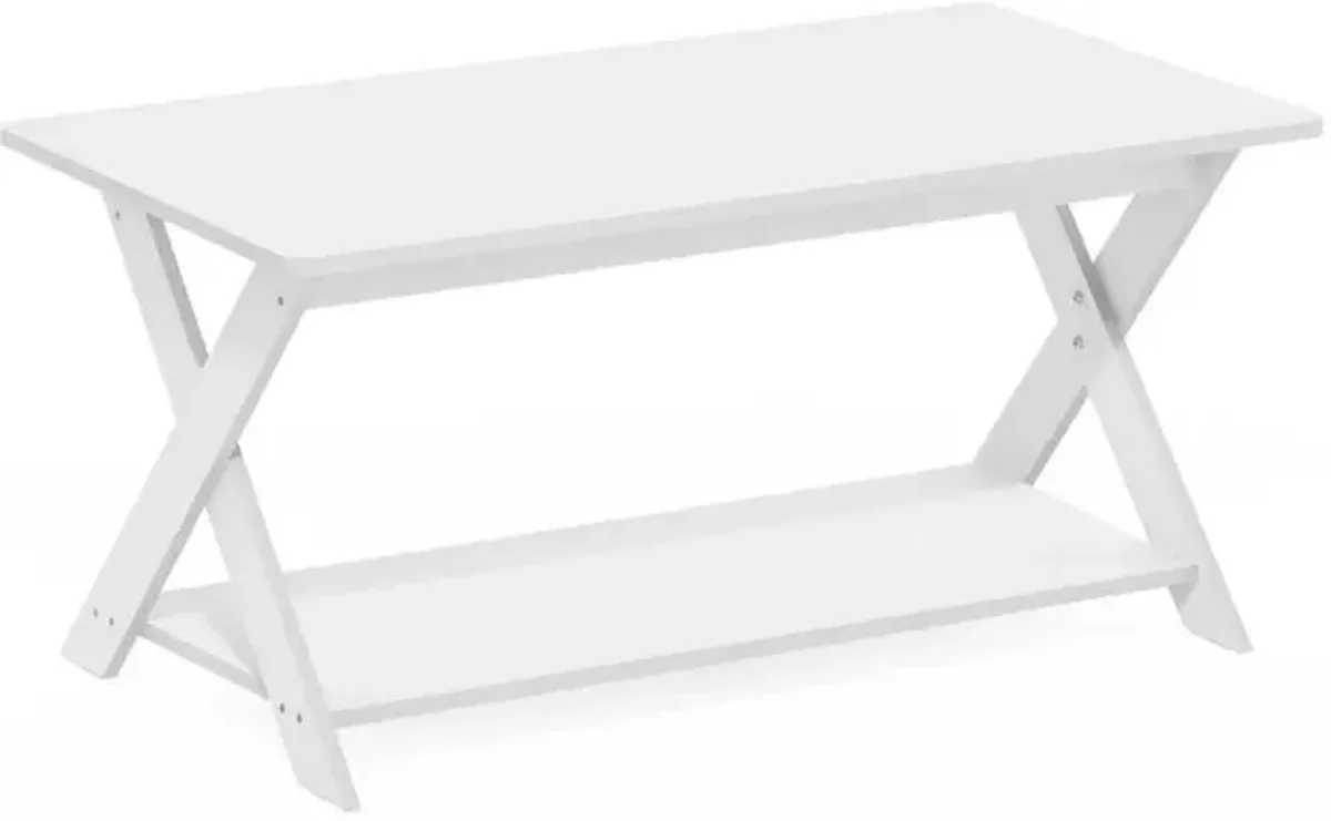 Modern Simplistic Criss-Crossed Coffee Table, White