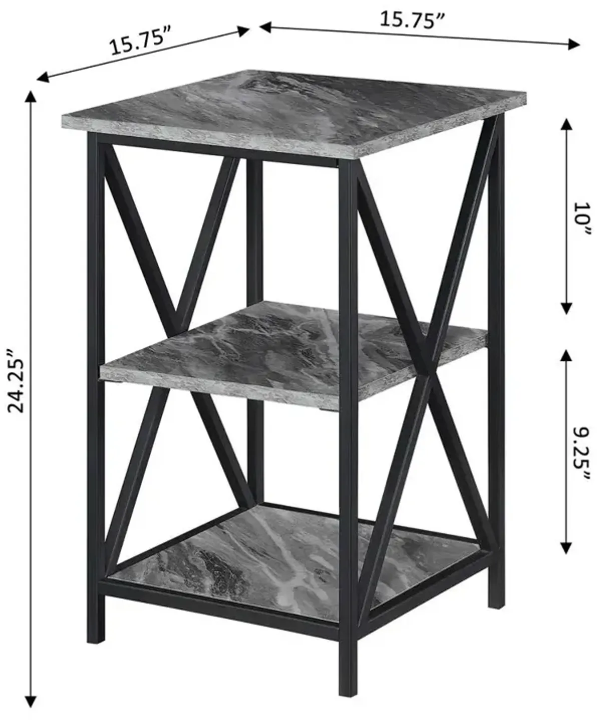 Convenience Concepts Tucson End Table with Shelves, R4-0548