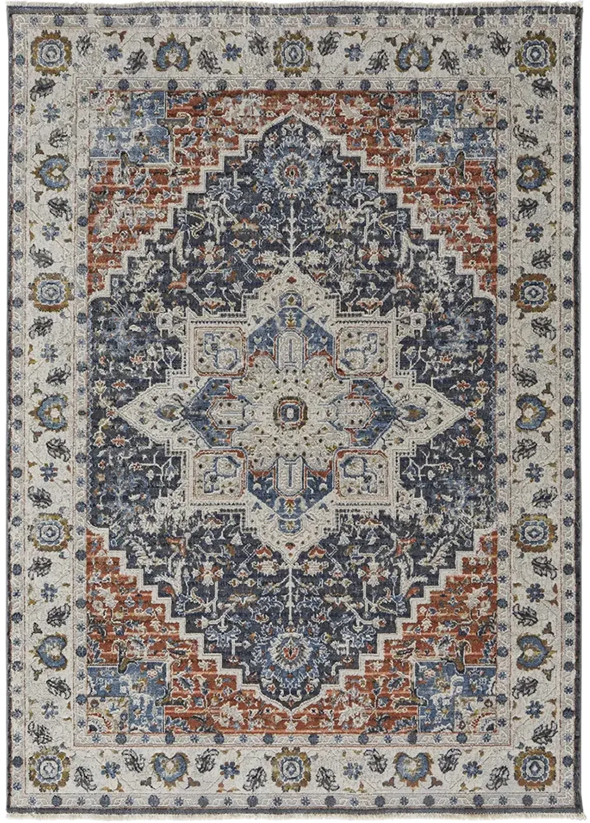 Kaia 39HTF Ivory/Blue/Red 2' x 3' Rug