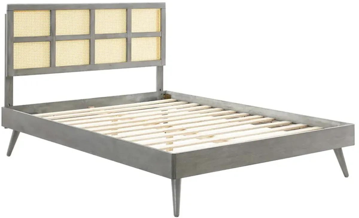 Modway - Sidney Cane and Wood Full Platform Bed with Splayed Legs