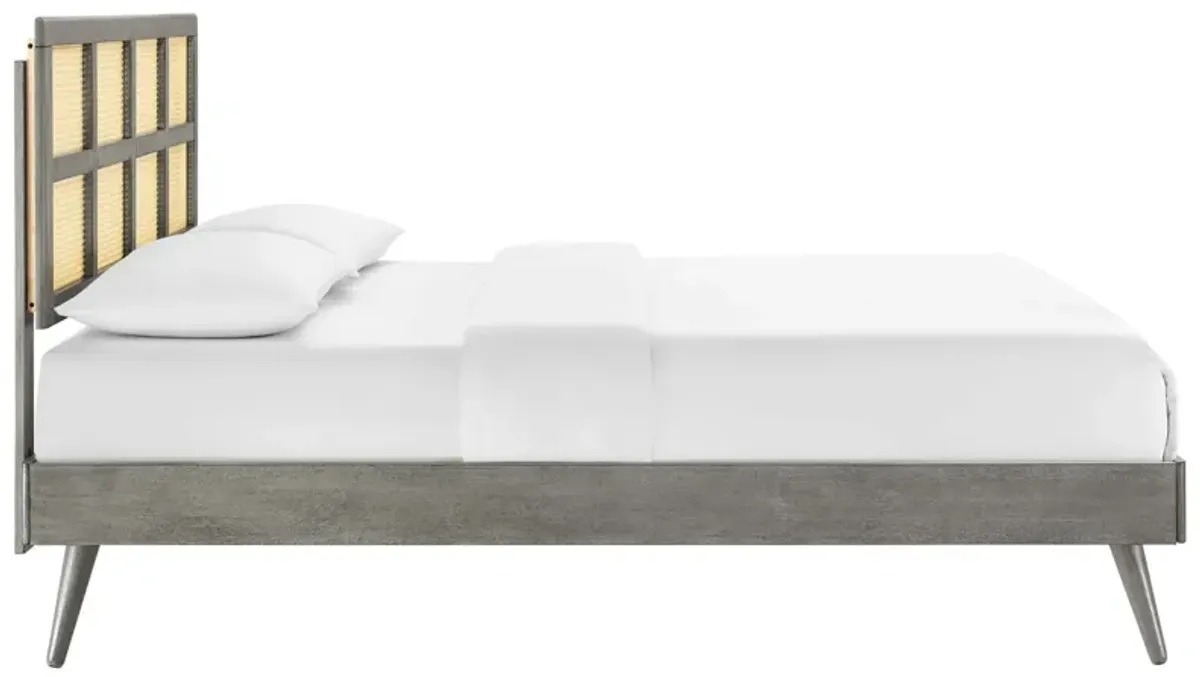 Modway - Sidney Cane and Wood Full Platform Bed with Splayed Legs