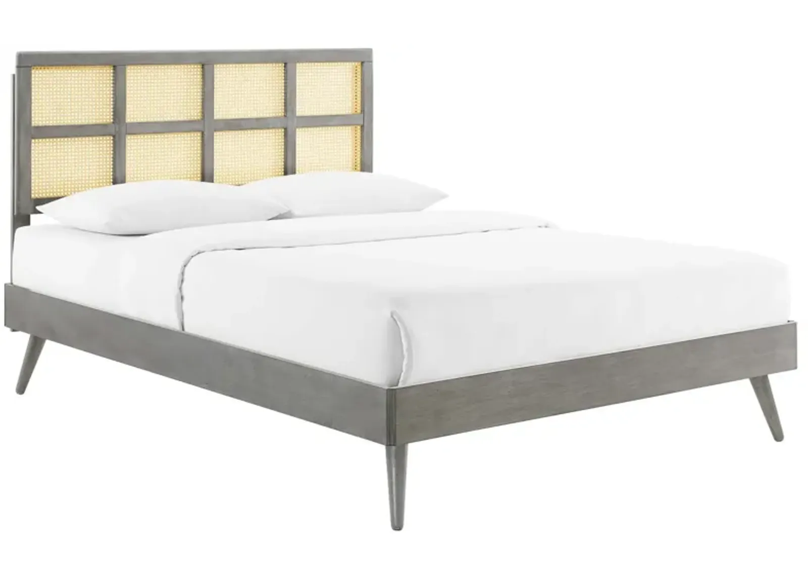 Modway - Sidney Cane and Wood Full Platform Bed with Splayed Legs