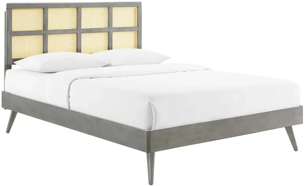 Modway - Sidney Cane and Wood Full Platform Bed with Splayed Legs