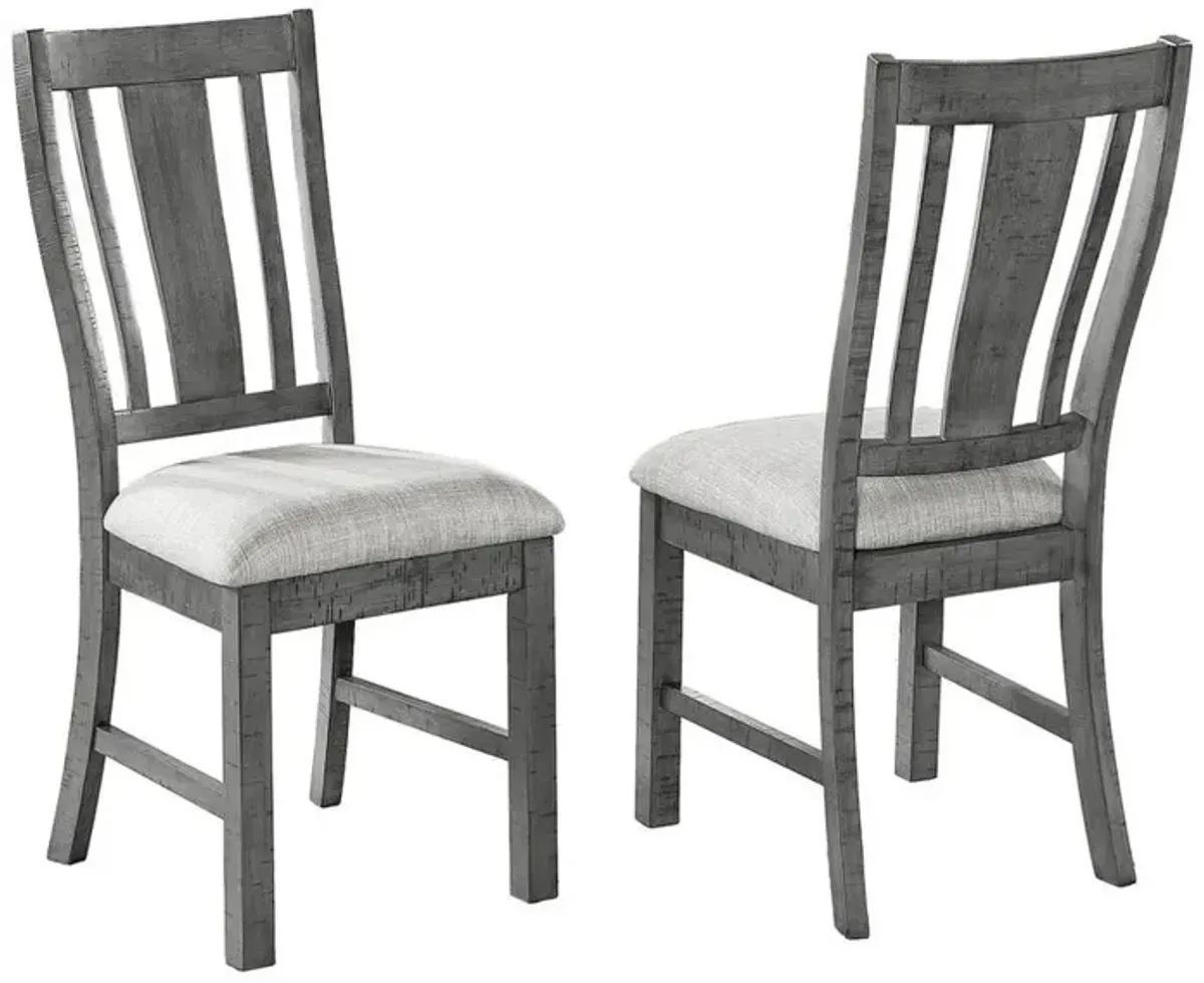 Best Quality Furniture Upholstered Rustic Grey Dining Chairs With Light Grey Linen Fabric (Set Of 2)