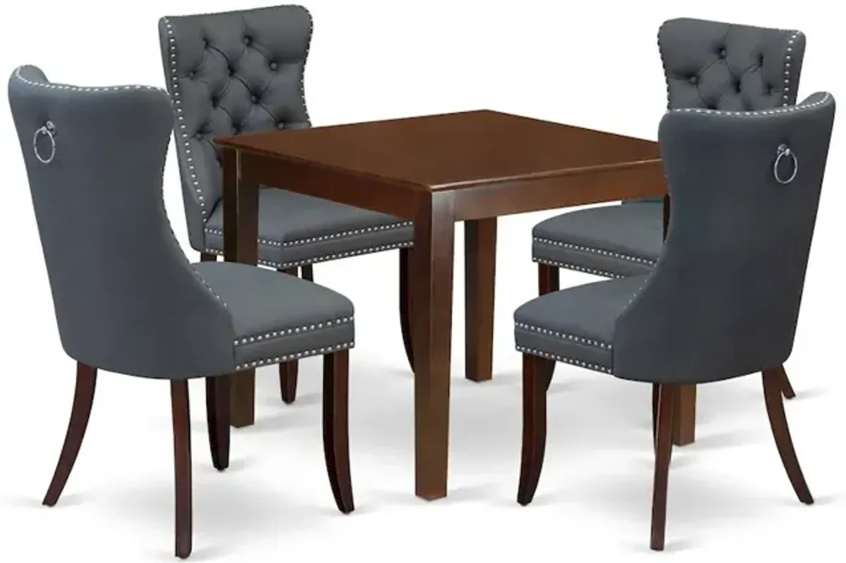 5 Piece Dining Room Table Set Consists of a Square Solid Wood Table