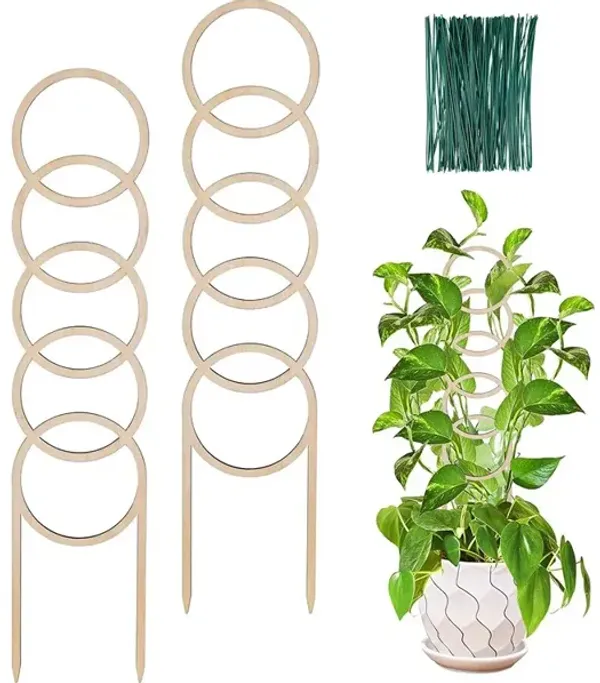 OYOEETD Small Garden Trellis for Potted Plants,with Moisture-Proof Layer Plant Stakes