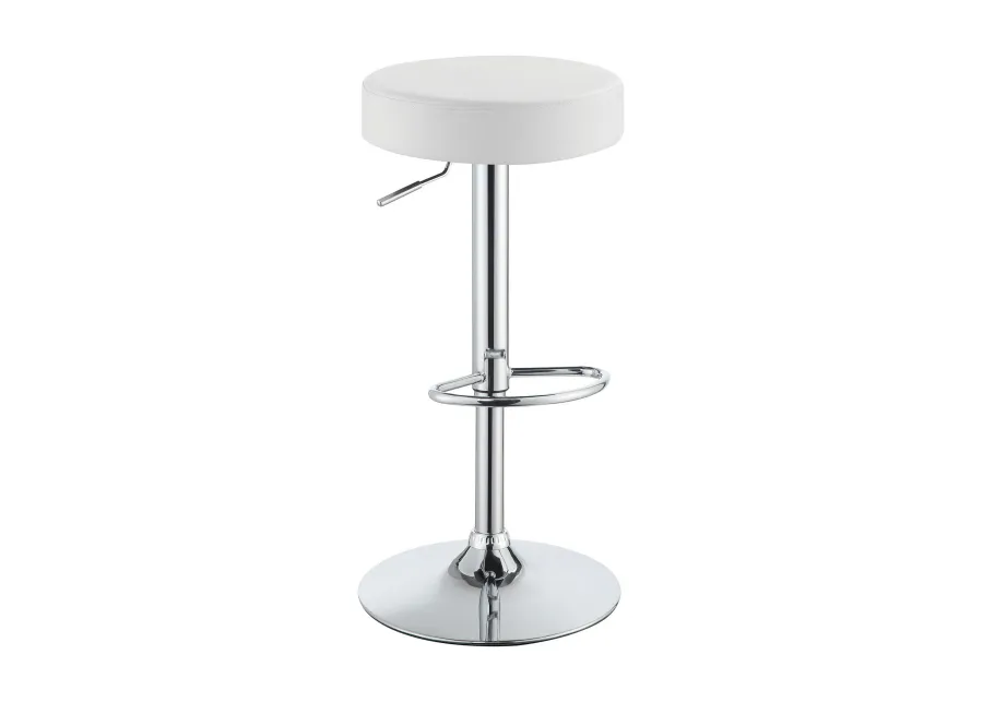 Classy Backless Adjustable Height Bar Stool, White-Benzara