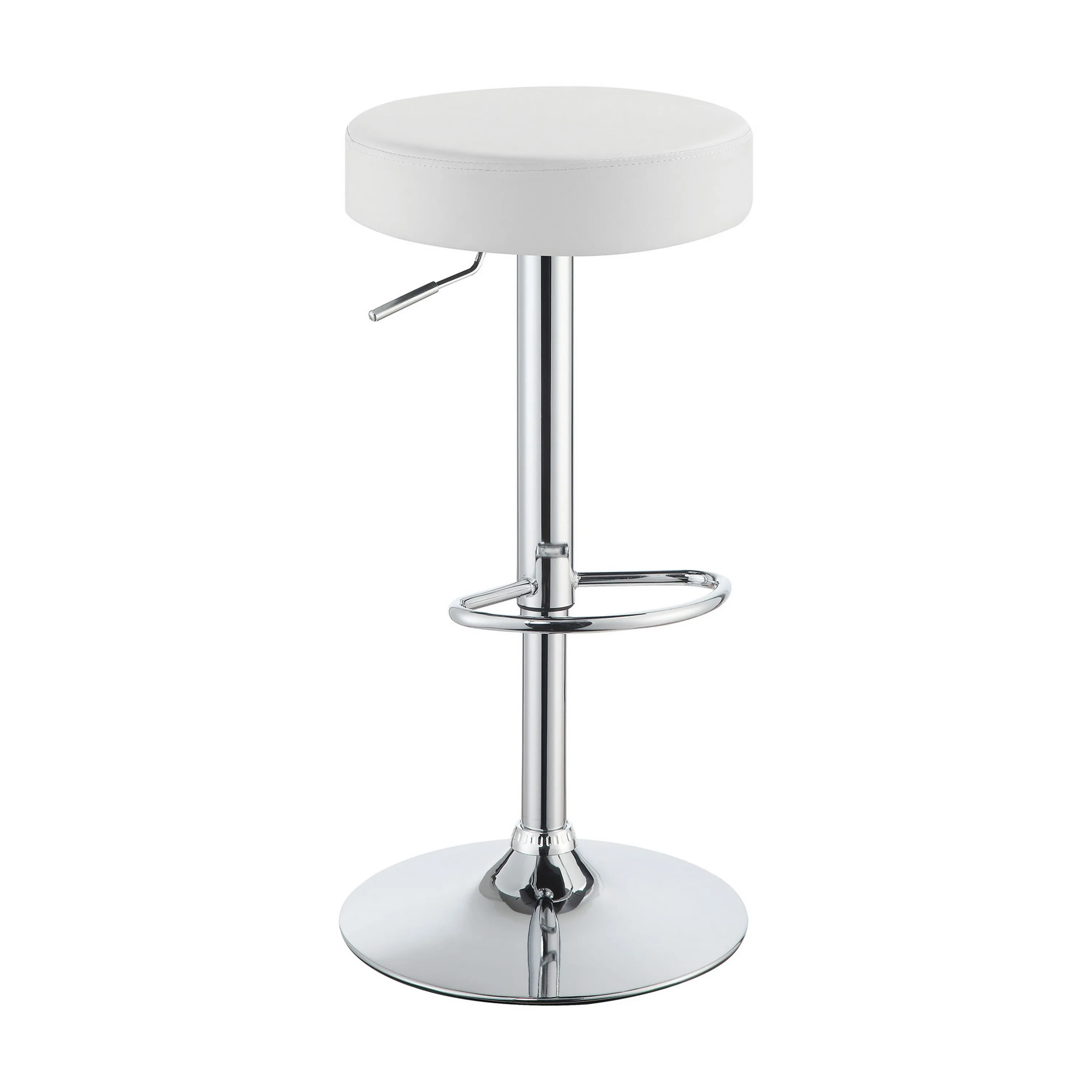 Classy Backless Adjustable Height Bar Stool, White-Benzara