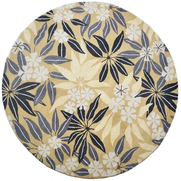 RUGSOTIC CARPETS HAND TUFTED WOOL ECO-FRIENDLY AREA RUGS  - 8'x8', Round Shape, Gold, Floral Modern Design, High Pile Thick Handmade Anti Skid Area Rugs for Living Room, Bed Room (K00651)