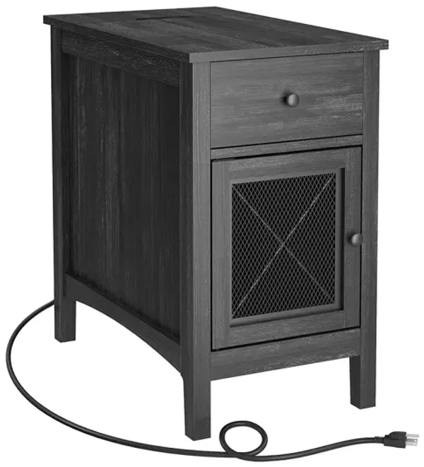 Side Table with USB Ports and Outlets - Functional Table for Convenient Charging and Stylish Decor