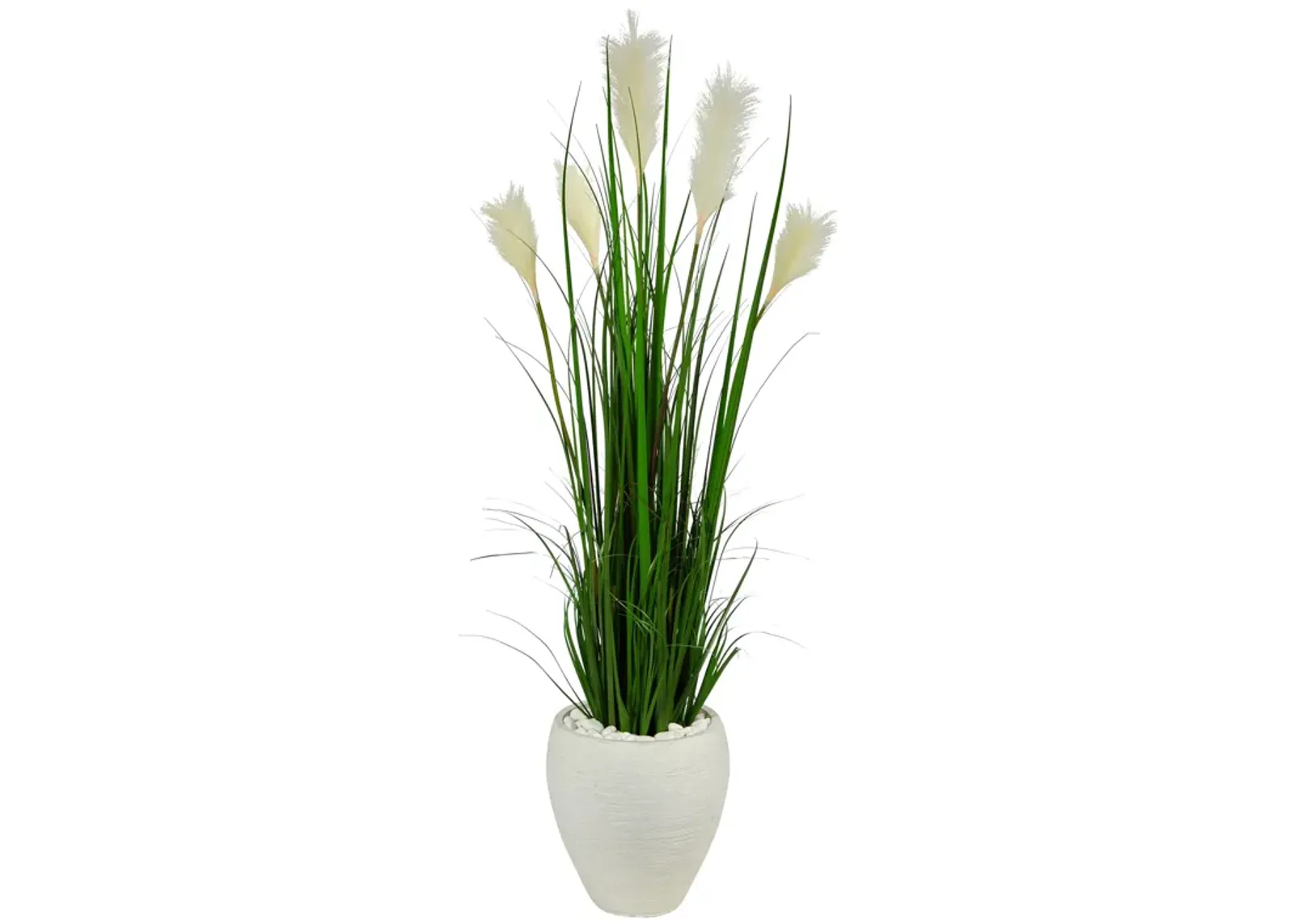 HomPlanti 4.5" Wheat Plum Grass Artificial Plant in White Planter